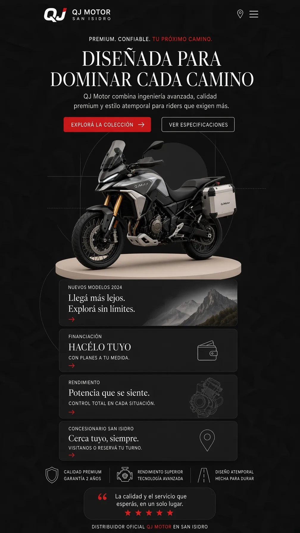 QJ Motor — propuesta web mobile